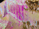Flip Up Sequins Reversible - Hologram Pink / Gold Two Tone Mermaid Sequins Spandex Fabric By Yard