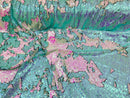 Two Tone Reversible - Iridescent Pink / Aqua - 2 Way Stretch Shiny Sequins Fabric By The Yard