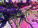 Two Tone Reversible - Magenta Purple / Gold - 2 Way Stretch Iridescent Sequins Fabric By The Yard