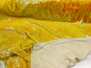 Two Tone Reversible - Yellow - 2 Way Stretch Iridescent Sequins Fabric By The Yard
