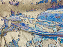 Two Tone Reversible - Blue / White - 2 Way Stretch Iridescent Shiny Sequins Fabric By The Yard