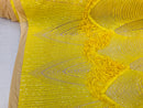Fringe Sequins - Yellow - Dangle 4 Way Stretch Fancy Sequins Fabric Sold By The Yard