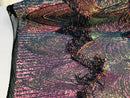 Fringe Sequins - Rainbow - Dangle 4 Way Stretch Fancy Sequins Fabric Sold By The Yard