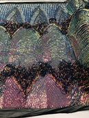 Fringe Sequins - Rainbow - Dangle 4 Way Stretch Fancy Sequins Fabric Sold By The Yard