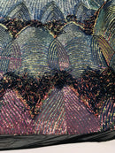 Fringe Sequins - Rainbow - Dangle 4 Way Stretch Fancy Sequins Fabric Sold By The Yard