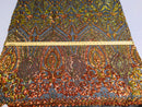 Shiny Pattern Sequins - Iridescent Aqua - 4 Way Stretch Multi Pattern Net Design Fashion Fabric