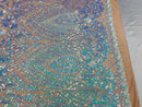 Shiny Pattern Sequins - Iridescent Aqua - 4 Way Stretch Multi Pattern Net Design Fashion Fabric