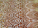 Shiny Pattern Sequins - Iridescent Orange / Nude Mesh 4 Way Stretch Multi Pattern Net Design Fabric