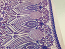 Shiny Pattern Sequins - Iridescent Lilac - 4 Way Stretch Multi Pattern Net Design Fashion Fabric