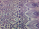 Shiny Pattern Sequins - Iridescent Lilac - 4 Way Stretch Multi Pattern Net Design Fashion Fabric