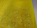 Shiny Pattern Sequins - Yellow - 4 Way Stretch Multi Pattern Net Design Fashion Fabric