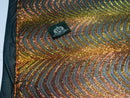 Sequins in Lines - Orange / Black Mesh - Iridescent 4 Way Stretch Two Tone  Design Sequins Fabric