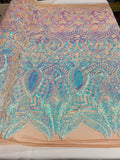 Royalty Sequin Fabric -  4 Way Stretch Royalty Mermaid Design - Pick Color - 25 Yards Roll