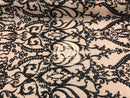 Two Tone Sequins - Nude / Black - 4 Way Stretch Fancy Sequins Design Mesh Fabric Sold By The Yard