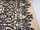 Two Tone Sequins - Navy / Nude - 4 Way Stretch Fancy Design Mesh Fabric Sold By The Yard
