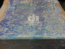 Iridescent Sequins - Lilac / Aqua - 4 Way Stretch Damask Design Fabric On Stretch Mesh By The Yard