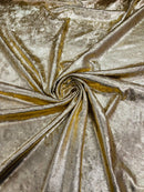 Foiled Stretch Velvet - Light Gold - 4 Way Stretch Velvet Foil Fabric - 60'' Wide Sold By The Yard