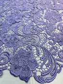 Guipure Lace Fabric - Lilac - Floral Bridal Lace Guipure By Yard