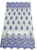 Round Flower Beaded Fabric - Lilac - Embroidered Fashion Design Beads and Sequins On Mesh by The Yard