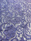 Guipure Lace Fabric - Lilac - Floral Bridal Lace Guipure By Yard