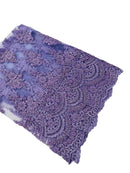 Beaded Flower Cluster Fabric - Lilac - Embroidered Beaded Fancy Border Floral Fabric Sold By Yard