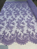 Lace Sequins Fabric - Corded Flower Embroidery Design Mesh Fabric - 25 Yard Roll