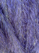 Metallic Eyelash Fabric  - Feather/Eyelash/Fringe Design on Mesh Sold By Yard