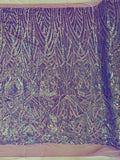 Geometric Fabric - Geometric Sequins Pattern Design 4 Way Stretch - 25 Yard Roll