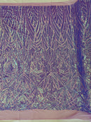 Geometric Fabric - Geometric Sequins Pattern Design 4 Way Stretch - 25 Yard Roll