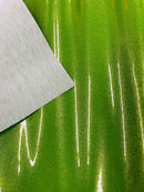 Vinyl Fabric - Lime Green Shiny Sparkle Glitter Leather PVC - Upholstery By The Yard