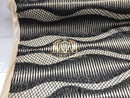 4 Way Stretch - Black - Horizontal Line Design Sequins On Stretch Mesh By The Yard