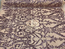 Two Tone Sequins - Dusty Rose/ Nude - 4 Way Stretch Fancy Design Mesh Fabric Sold By The Yard
