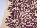 Two Tone Sequins - Magenta / Nude - 4 Way Stretch Fancy Design Mesh Fabric Sold By The Yard