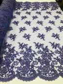 Beaded Bridal Lace, Sold By The Yard Embroidered Floral Wedding Beaded Fabric with Sequin