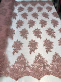 Flower Lace Fabric - Floral Clusters Embroidered Lace Mesh Fabric - 25 Yard Roll