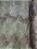Fringe Sequins Fabric - Mauve - 2 Way Stretch Glamorous Fringe Design on Mesh By Yard
