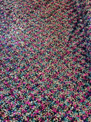 Multi-Color Sequins Mesh - Fuchsia/Turquoise/Silver - Shiny Sequins Design on Spandex Mesh Fabric By Yard