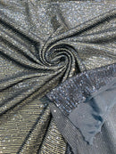 Mille Striped Stretch Sequins - Navy Blue - 4 Way Stretch Spandex Sequins Striped Fabric By The Yard