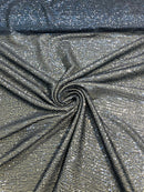 Mille Striped Stretch Sequins - Navy Blue - 4 Way Stretch Spandex Sequins Striped Fabric By The Yard