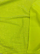 Solid Color Rhinestone Fabric - Neon Yellow - 4 Way Stretch Soft Solid Color Fabric with Crystal Stones Sold By Yard
