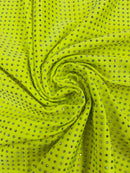 Solid Color Rhinestone Fabric - Neon Yellow - 4 Way Stretch Soft Solid Color Fabric with Crystal Stones Sold By Yard