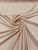 Power Mesh Polyester Rhinestone Fabric - Nude - 4 Way Stretch Power Mesh Fabric Crystal Stones By Yard