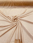 Power Mesh Polyester Rhinestone Fabric - Nude - 4 Way Stretch Power Mesh Fabric Crystal Stones By Yard