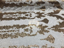4 Way Stretch - White and Gold - Two Tone Flower Design Sequins On Stretch Mesh By The Yard