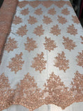 Flower Lace Fabric - Floral Clusters Embroidered Lace Mesh Fabric - 25 Yard Roll