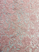 Guipure Lace Fabric - Pink - Floral Bridal Lace Guipure By Yard