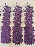 3D Beaded Peacock Feathers - Vegas Design Embroidered Sequins and Beads On a Mesh Lace Fabric - 15 Yard Roll