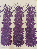 3D Beaded Peacock Feathers - Vegas Design Embroidered Sequins and Beads On a Mesh Lace Fabric - 15 Yard Roll