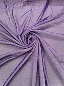 Power Mesh Polyester Rhinestone Fabric - Purple - 4 Way Stretch Power Mesh Fabric Crystal Stones By Yard