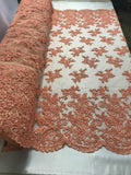 Beaded Bridal Lace, Sold By The Yard Embroidered Floral Wedding Beaded Fabric with Sequin
